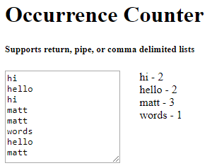occurrence counter